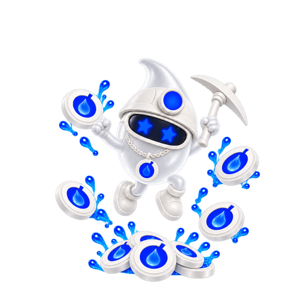 Drop, the Oasis mascot, celebrating